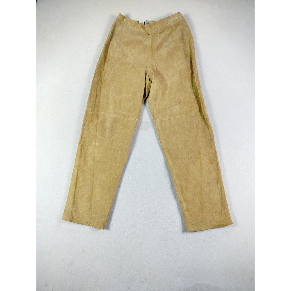 Vintage Terry Lewis Pants Women's 10 Tan‎ Genuine Leather Suede Pull On Lined
